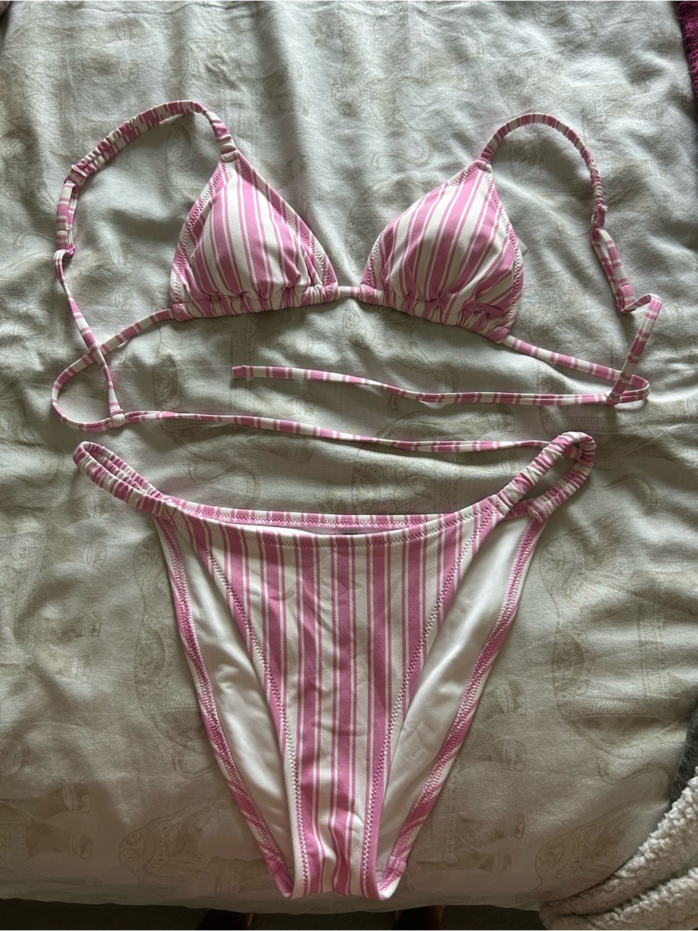 Victoria’s Secret PINK Pink and White Stripped Bikini Top and Bottom